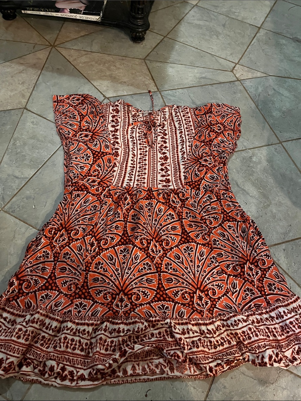 Knox Rose Red and White Boho Tie-Neck Dress